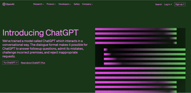 chatgPT　HP画面